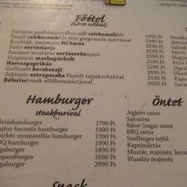 Jégkert - Budai Sörkert Budapest - Étlap/itallap