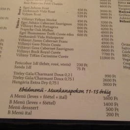 Jégkert - Budai Sörkert Budapest - Étlap/itallap