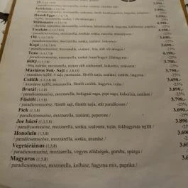 Joe Bácsi Étterem, Budapest - Étlap/itallap