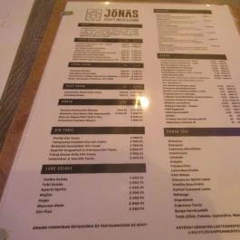 Jónás Craft Beer & Food Budapest - Étlap/itallap