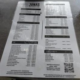Jónás Craft Beer & Food Budapest - Étlap/itallap