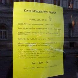 Kacsa Vendéglő Budapest - Étlap/itallap