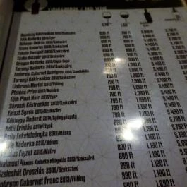 Kadarka Borbár & Borkereskedés Budapest - Étlap/itallap
