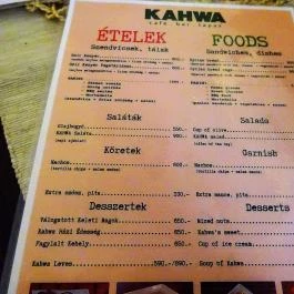 Kahwa el Salam Kávézó Budapest - Étlap/itallap