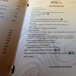 Kakas Étterem Budapest - Étlap/itallap