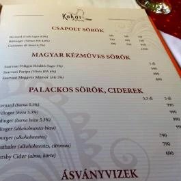Kakas Étterem Budapest - Étlap/itallap