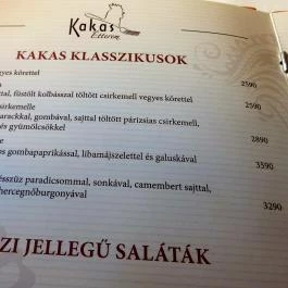 Kakas Étterem Budapest - Étlap/itallap