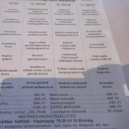 Kalocsáék Malom Vendéglője, Cegléd - Étlap/itallap