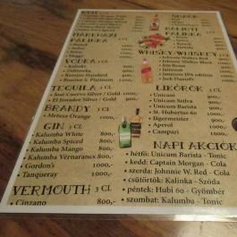 Káplár Söröző & Rum Bár Budapest - Étlap/itallap