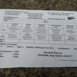 Kavalkád Étterem Gyöngyös - Étlap/itallap