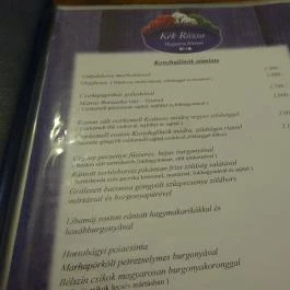 Kék Rózsa Étterem Budapest - Étlap/itallap