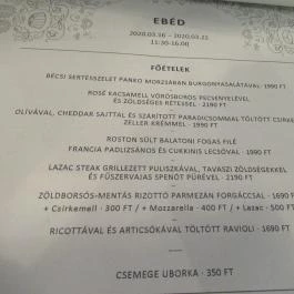 Kemenes Cukrászda & Bisztró Budapest - Étlap/itallap
