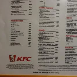 Kentucky Fried Chicken - Király utca Budapest - Étlap/itallap