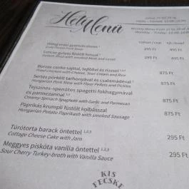 Kis Fecske Presszó Budapest - Étlap/itallap
