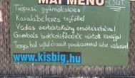 Kisbig Kifőzde Budapest - Étlap/itallap