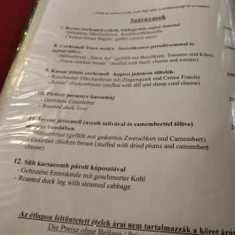 Kisherceg Vendéglő Budapest - Étlap/itallap