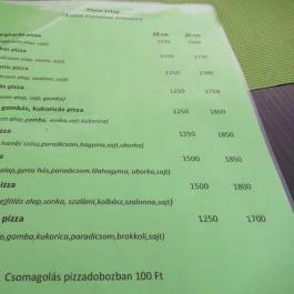 Kisvendéglő Tolcsva - Étlap/itallap