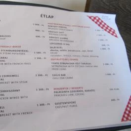 Kisvendéglő Tolcsva - Étlap/itallap