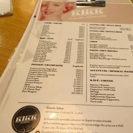 Klikk Bistrobar - Gozsdu Udvar Budapest - Étlap/itallap