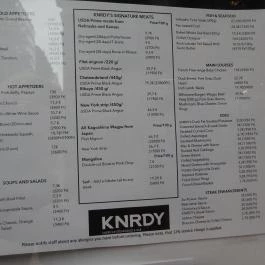 KNRDY - American Steakhouse & Bar Budapest - Étlap/itallap