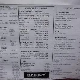 KNRDY - American Steakhouse & Bar Budapest - Étlap/itallap