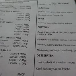 KNRDY - American Steakhouse & Bar Budapest - Étlap/itallap