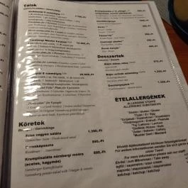 Kolbászda Vendéglátó Gasztronómiai Kft., Budapest - Étlap/itallap