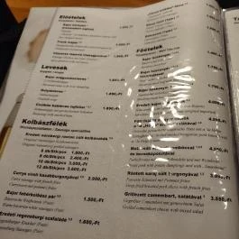 Kolbászda Vendéglátó Gasztronómiai Kft., Budapest - Étlap/itallap