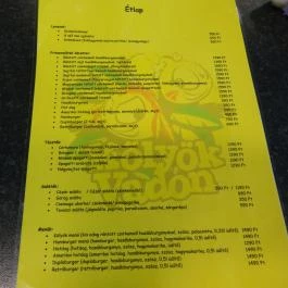 Kölyökvadon Játszóház Étterem - Récsei Center Budapest - Étlap/itallap