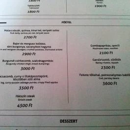 Konyha, Budapest - Étlap/itallap