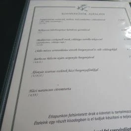 Koronakert Étterem Budapest - Étlap/itallap