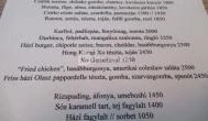 Kovászos Étterem Budapest - Étlap/itallap