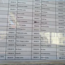 Kövér Cukrászda Sátoraljaújhely - Étlap/itallap