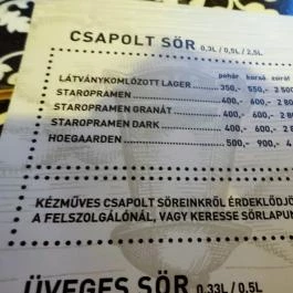 Krak'n Town Budapest - Étlap/itallap