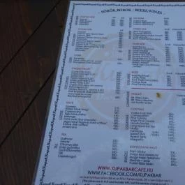 Kupak Bar & Café Budapest - Étlap/itallap