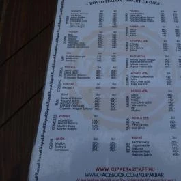 Kupak Bar & Café Budapest - Étlap/itallap