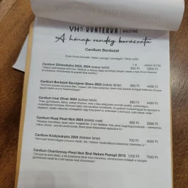 Kvaterka VH5 Bisztró, Miskolc - Étlap/itallap