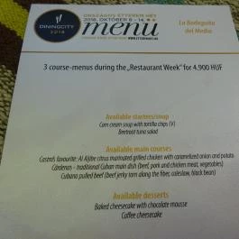 La Bodeguita del Medio Budapest - Étlap/itallap