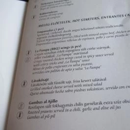 La Pampa Steakhouse, Budapest - Étlap/itallap