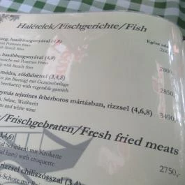 Ladik Halászcsárda Poroszló - Étlap/itallap