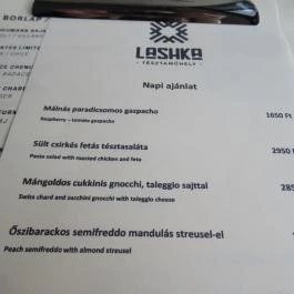 Lashka Tésztaműhely Budapest - Étlap/itallap