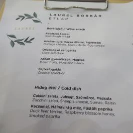 Laurel Budapest - Étlap/itallap