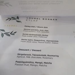 Laurel Budapest - Étlap/itallap