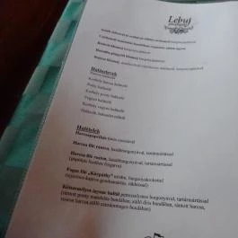 Lebuj Pincefogadó étterme, Bodrogkeresztúr - Étlap/itallap