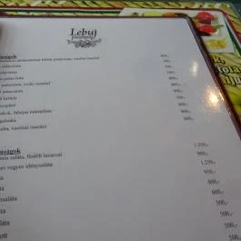 Lebuj Pincefogadó étterme, Bodrogkeresztúr - Étlap/itallap