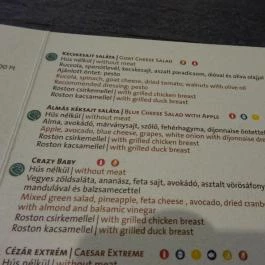 Legelő Salátabár Budapest - Étlap/itallap