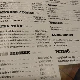 Legfelsőbb Beeróság Budapest - Étlap/itallap