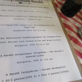 A Legvidámabb Barakk Budapest - Étlap/itallap