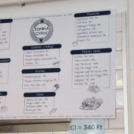 Leonidas Gyros - Mester utca Budapest - Étlap/itallap