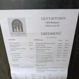 Lily's Kitchen Budapest - Étlap/itallap